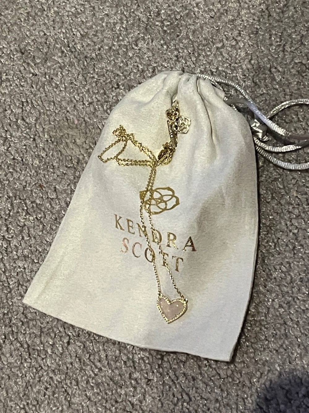 Kendra Scott Gold Heart Necklace with Pink Stone